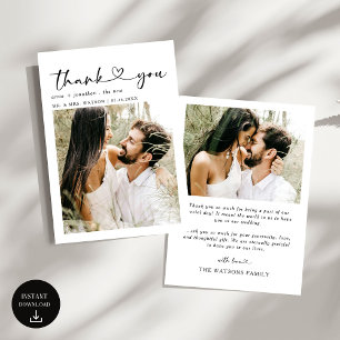 Einfacher Text und Foto Hochzeit Vielen Dank Dankeskarte