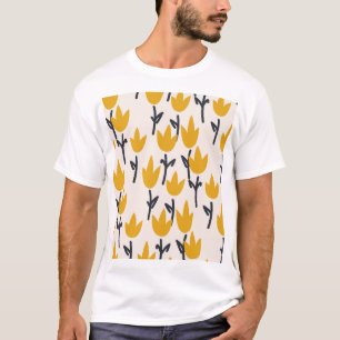 Einfacher Tulpen-Blumen-Stoffdruck T-Shirt