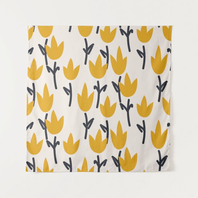 Einfacher Tulpen-Blumen-Stoffdruck Wandteppich (Vorderseite)