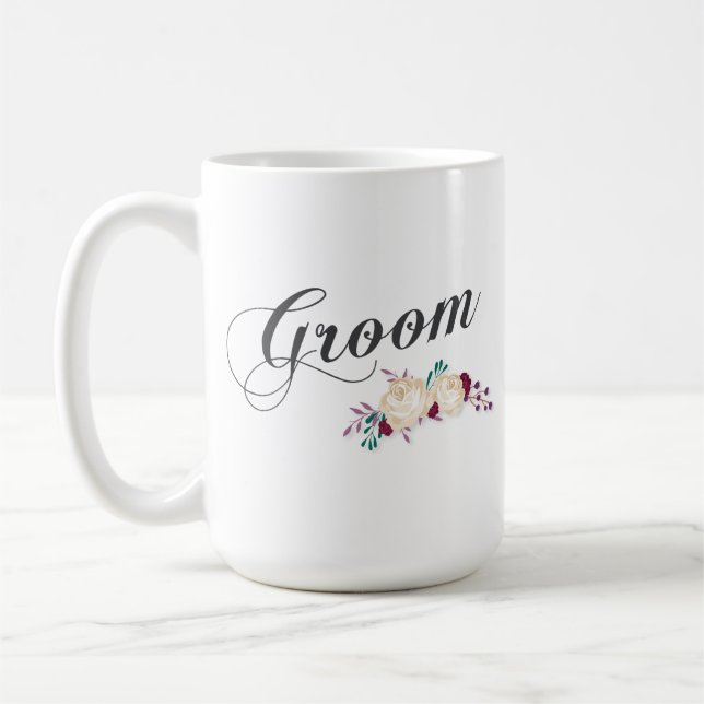 Einfacher u. eleganter Bräutigam-Blumen| Kaffeetasse (Links)