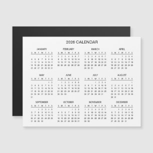 Einfacher und dennoch eleganter 2026-Kalender Ma Magnetkarte