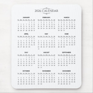 Einfacher und dennoch eleganter 2026-Kalender   Ma Mousepad