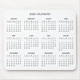 Einfacher und dennoch eleganter 2026-Kalender | Ma Mousepad