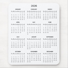 Einfacher und dennoch eleganter 2026-Kalender | Ma Mousepad