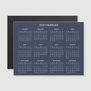 Einfacher und dennoch eleganter Kalender 2026 Ma Magnetkarte