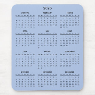 Einfacher und dennoch eleganter Kalender 2026 Ma Mousepad