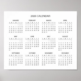 Einfacher und dennoch eleganter Kalender 2026 | Poster