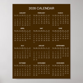 Einfacher und dennoch eleganter Kalender 2026 | Poster