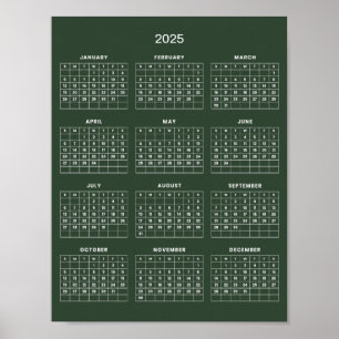Einfacher und eleganter Kalender 2025    Poster