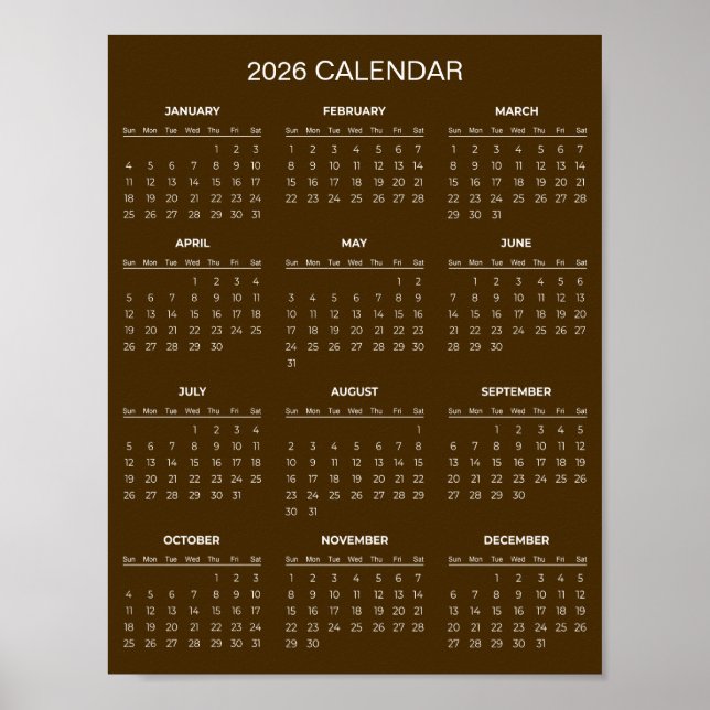 Einfacher und eleganter Kalender 2026 |  Poster (Vorne)