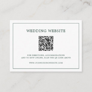 Einfacher Waldgrüner Monogramm-QR-Code-Hochzeit Begleitkarte