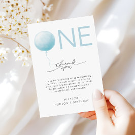 Einfacher weicher blauer Luftballon Junge erster G Dankeskarte