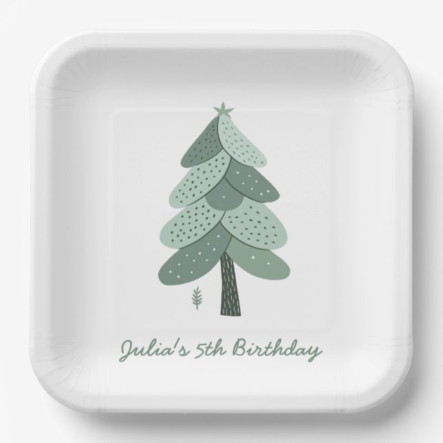 Einfacher Weihnachtsbaum Geburtstag Pappteller (Vorderseite)