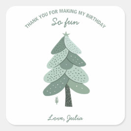 Einfacher Weihnachtsbaum Geburtstag Quadratischer Aufkleber