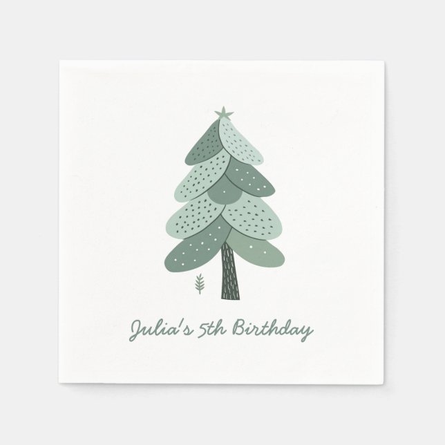 Einfacher Weihnachtsbaum Geburtstag Serviette (Vorderseite)