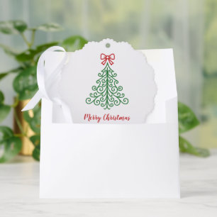 Einfacher Weihnachtsbaum mit Schleife modernes Wei Ornament Karte