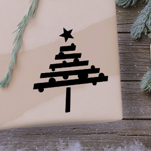 Einfacher Weihnachtsbaum mit Stern Feiertag Gummistempel