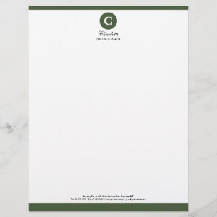 Einfacher weises Grün-und Weiß-Monogramm-Briefkopf Briefkopf
