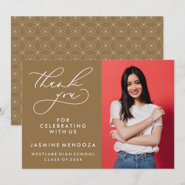 EINFACHER WHIMSICAL CALLIGRAPHY ABSCHLUSS DANKEN DANKESKARTE (Vorne/Hinten)