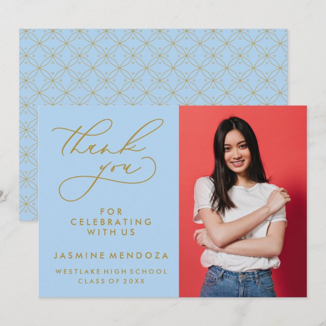 EINFACHER WHIMSICAL CALLIGRAPHY ABSCHLUSS DANKEN DANKESKARTE (Vorne/Hinten)