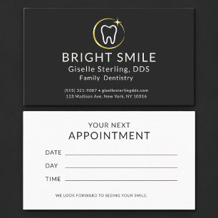 Einfacher Zahnarzt-Termin Schwarz Gold Dental-Term Terminkarte