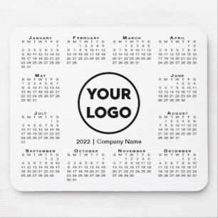 Einfaches 2022-Calendar-Firmenlogo Weiß Mousepad