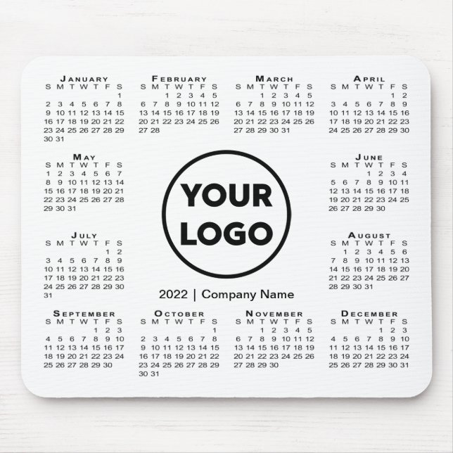 Einfaches 2022-Calendar-Firmenlogo Weiß Mousepad (Vorne)