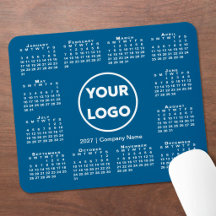 Einfaches 2027-Kalender-Geschäftslogo auf Blau