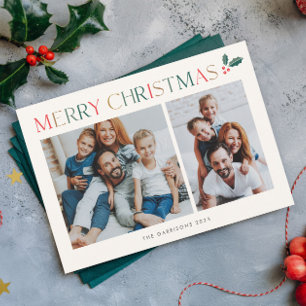 Einfaches 3-Foto-farbenfrohes Frohe Weihnachten