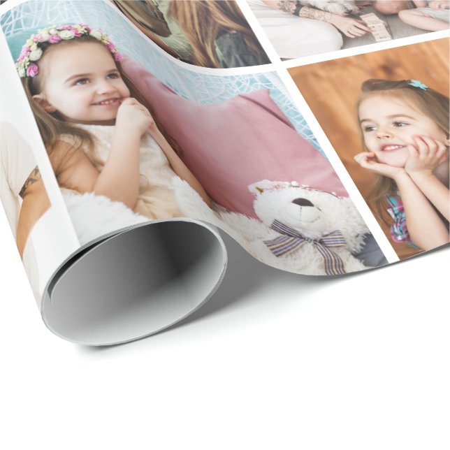 Einfaches 42-Foto Collage Wrapping Paper Geschenkpapier (Rolleneckpunkt)