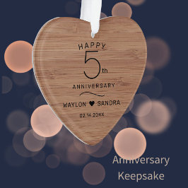 Einfaches 5. Holzgeschenk zum Hochzeitstag Ornament