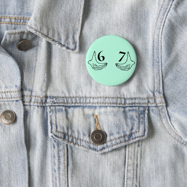 Einfaches 6-7 Six Seven Meme mit zwei Händen Umris Button (Beispiel)