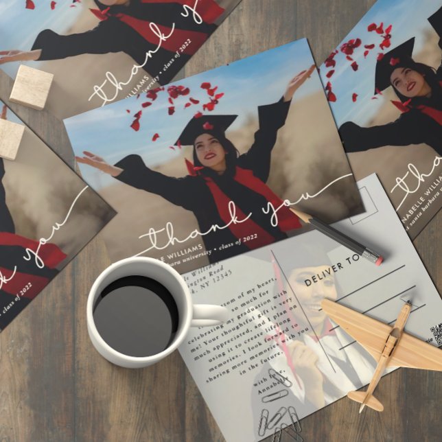 Einfaches Abschluss Foto Vielen Dank Postkarte (Von Creator hochgeladen)