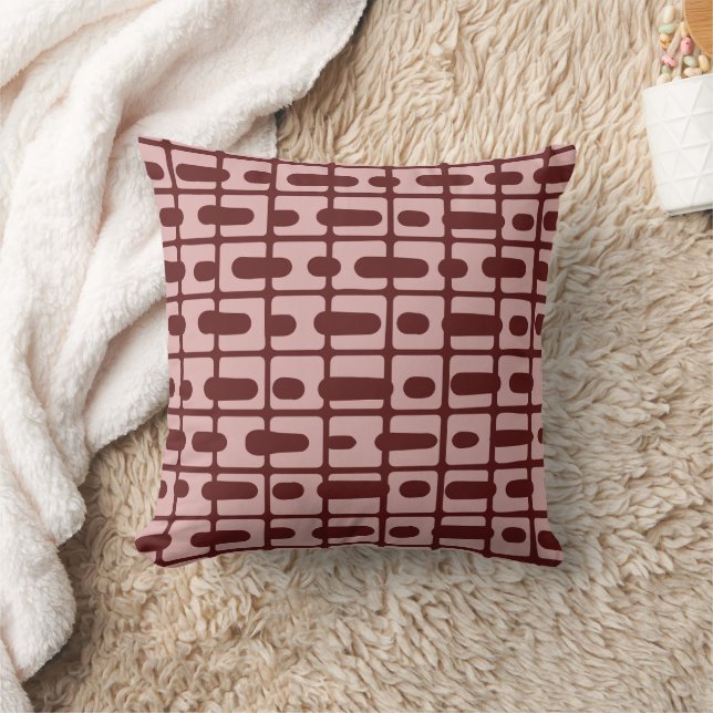 Einfaches Abstraktes Burgundy-Pink-Muster Kissen (Decke)