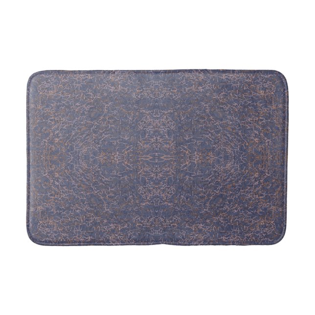 Einfaches Abstraktes Thread Art Blue Muster Badematte (Vorderseite)