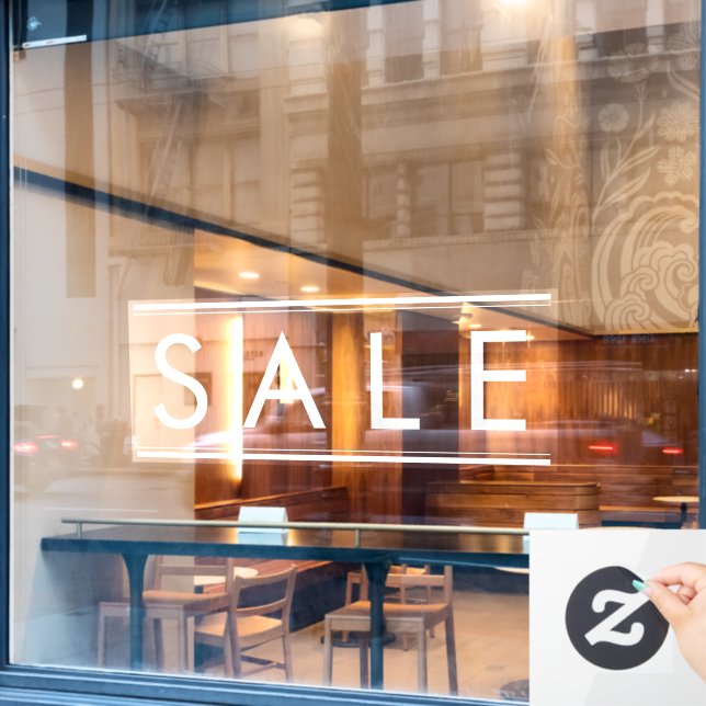 Einfaches Angebot für den White SALE Store Fensteraufkleber (Café-Fenster)