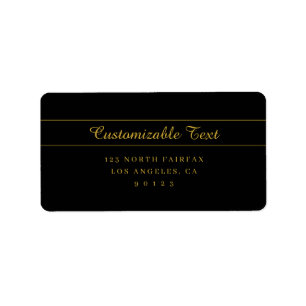 Einfaches anpassbares Gold- und Schwarz-Textdesign Adressaufkleber