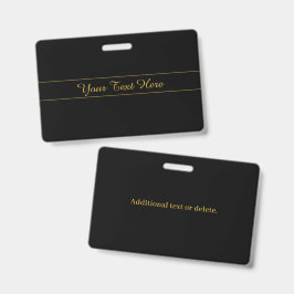 Einfaches anpassbares Gold- und Schwarz-Textdesign Ausweis