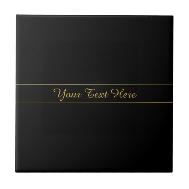 Einfaches anpassbares Gold- und Schwarz-Textdesign Fliese (Vorderseite)