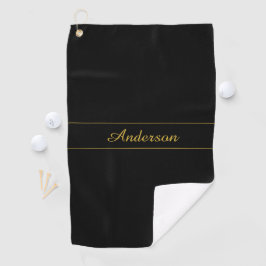 Einfaches anpassbares Gold- und Schwarz-Textdesign Golfhandtuch