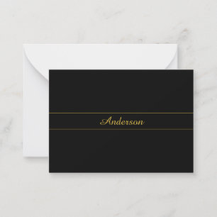 Einfaches anpassbares Gold- und Schwarz-Textdesign Mitteilungskarte