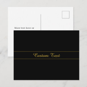Einfaches anpassbares Gold- und Schwarz-Textdesign Postkarte