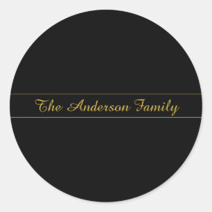 Einfaches anpassbares Gold- und Schwarz-Textdesign Runder Aufkleber