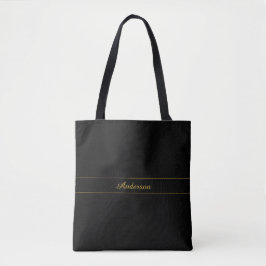 Einfaches anpassbares Gold- und Schwarz-Textdesign Tasche