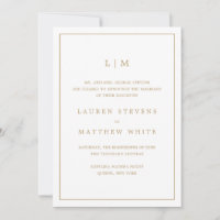 Einfaches Antikes Gold Monogramm Elegante Hochzeit