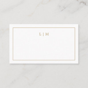 Einfaches Antikes Gold-Monogramm Elegante Hochzeit Platzkarte