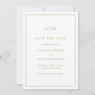 Einfaches Antikes Gold Monogramm Elegante Hochzeit Save The Date
