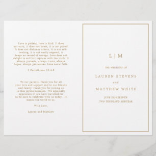 Einfaches antikes goldenes Monogramm-Hochzeitsprog
