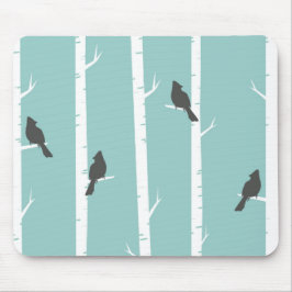 Einfaches Aquamarines Blaue Vogelbaum-Muster Mousepad