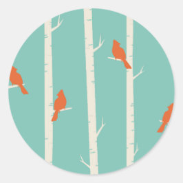 Einfaches Aquamarines Blaue Vogelbaum-Muster Runder Aufkleber